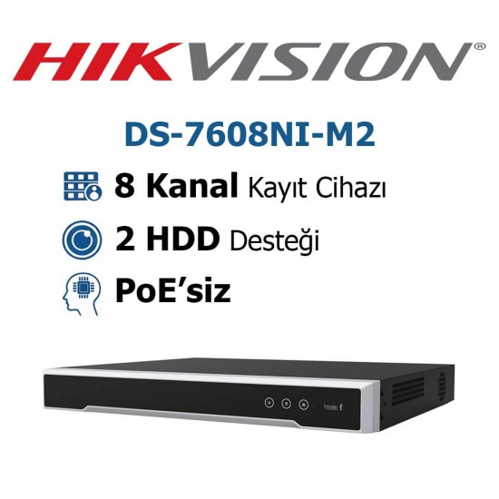 Hikvision DS-7608NI-M2 8 Kanal Nvr Kayıt Cihazı Hikvision DS-7608NI-M2 8 kanal NVR kayıt cihazı profesyonel IP güvenlik sistemi çözümü